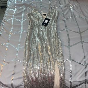 Silver sequin dress